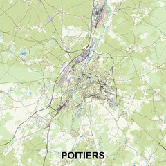 Poitiers, France map poster art