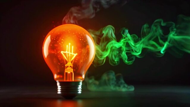 This is a light bulb with green smoke coming out of it.