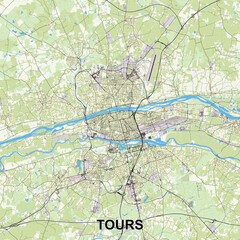 Tours, France map poster art