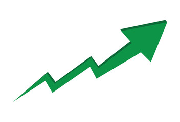 Green arrow showing upward business earnings on white background. Vector illustration. Eps file 86.