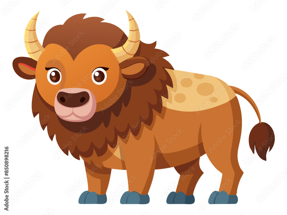 Canvas Prints Bison vector illustration, cute animal vector illustration, Bison illustration vector, cute Bison cartoon illustration