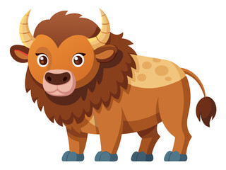 Naklejka premium Bison vector illustration, cute animal vector illustration, Bison illustration vector, cute Bison cartoon illustration