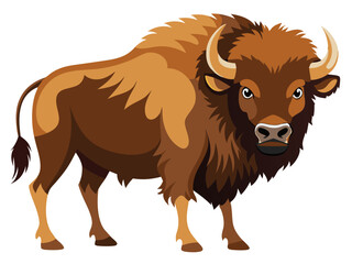 Bison vector illustration, cute animal vector illustration, Bison illustration vector, cute Bison cartoon illustration