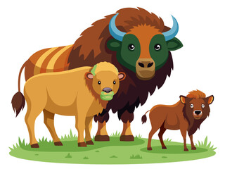 Bison vector illustration, cute animal vector illustration, Bison illustration vector, cute Bison cartoon illustration