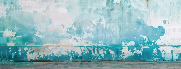 Abstract Blue Watercolor Wall Panoramic Background