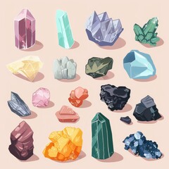 Naklejka premium Beautiful Assorted Crystals and Minerals