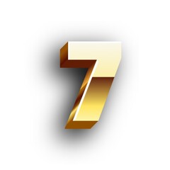 3D Number 7 on white background