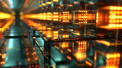 Obraz premium Futuristic Data Center with Glowing Lights