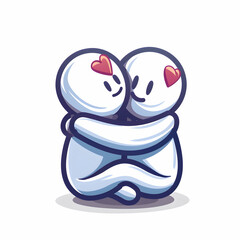 Unity Embrace Concept Symbol | 3D Flat Icon Doodle Cartoon   Togetherness  Harmony Hug