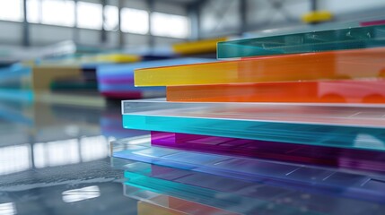 Vibrant Stacked Acrylic Sheets in Warehouse