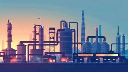 Fototapeta premium Industrial Skyline at Sunset