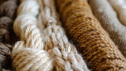 Close-Up View of Varied Yarn Textures