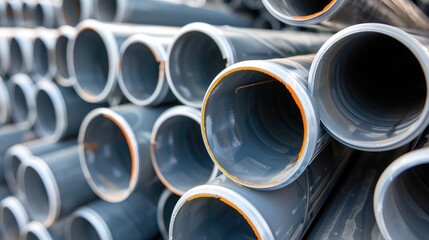 Stacked Industrial Pipes Close-Up