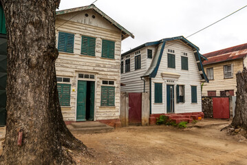 Old wooden houses, historical center of Paramaribo, Suriname, South America