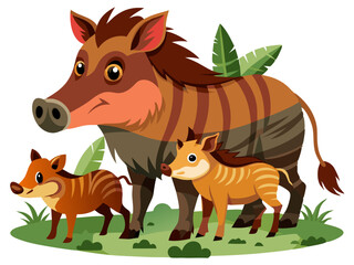 Wild Boar vector illustration, cute animal vector illustration, Wild Boar illustration vector, cute Wild Boar cartoon illustration