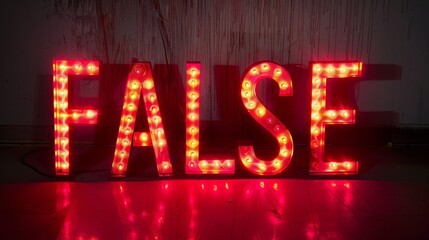 Fototapeta premium Red LED Fake and Misinformation concept art poster.