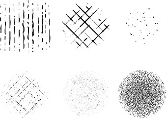 Crosshatch pattern texture set. Hand drawn pencil line. Wood, rain, stripe, hatch organic shape collection. Sketch vector illustration.