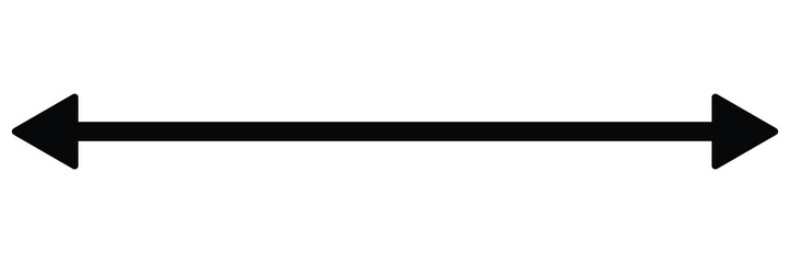 Horizontal dual thin long straight double ended arrow. Contour isolated vector image on white background. Vector illustration. Eps file 106.