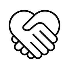 shake hands with love icon line vector design illustration template