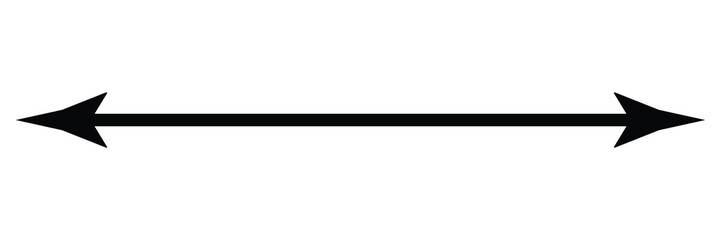 Dual sided Black arrow. Horizontal dual sided long straight arrow signs. double arrow icon isolated on white background. Vector illustration. Eps file 109.
