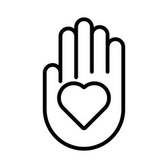 Obraz premium love charity hand icon line vector design illustration template