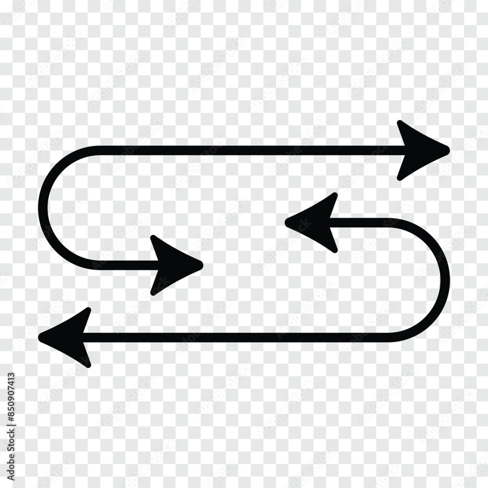 Poster simple black left and right sided double-headed arrow isolated on a transparent background. horizont