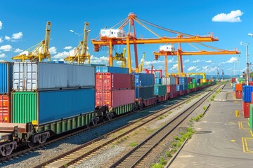 Rail Freight: A Long Train Loaded with Shipping Containers