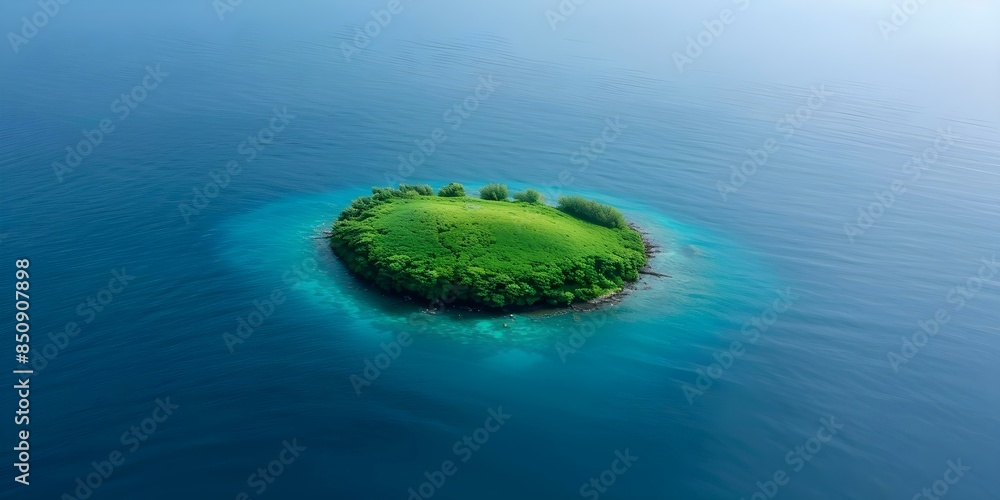 Aufkleber the symbolism of environmental exploitation on a remote island with polluted waters through blockcha