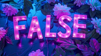 Fototapeta premium Violet LED Fake and Misinformation concept art poster.