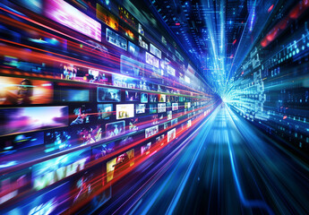 Streaming video and digital information moving at the speed of light through cyberspace