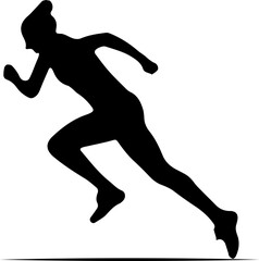 Female Athletes Silhouette Symbolizes Speed, Fitness, Empowerment, Determination, and Energy. Dynamic Runner in Motion. Fitness Graphic Illustration.