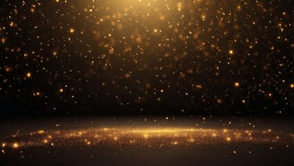 Naklejka premium Abstract background with Dark blue and gold particle Christmas Golden light shine particles bokeh o.