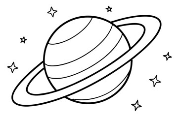 Saturn surrounded stars vector illustration