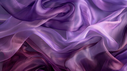 Fototapeta premium A semi transparent silk fabric of light purple and dark purple color. Abstract background