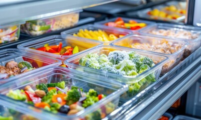 Frozen Vegetables and Meals in Storage Containers. Generative ai