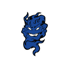 Angry face in a fire ghost. fire devil logo, fire devil tattoos and stickers tornado. Esports Logo.