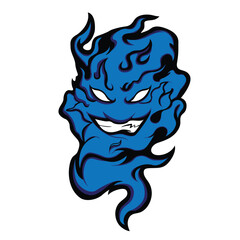 Angry face in a fire ghost. fire devil logo, fire devil tattoos and stickers tornado. Esports Logo.