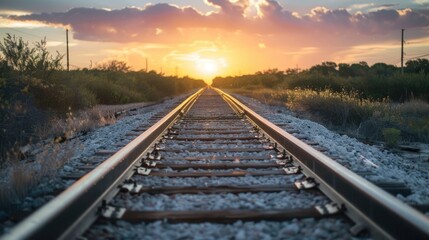 Obraz premium Railway track extending into the distance