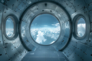 Photo of a skydiving wind tunnel with virtual sky views