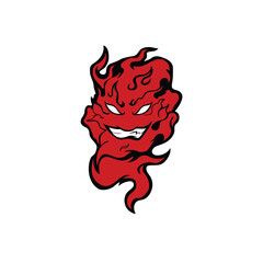 Angry face in a fire ghost. fire devil logo, fire devil tattoos and stickers tornado. Esports Logo.