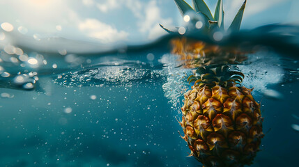 Abstract background of pineapple floating on the water surface