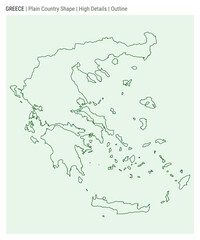Greece plain country map. High Details. Outline style. Shape of Greece. Vector illustration.