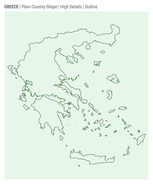 Greece plain country map. High Details. Outline style. Shape of Greece. Vector illustration.