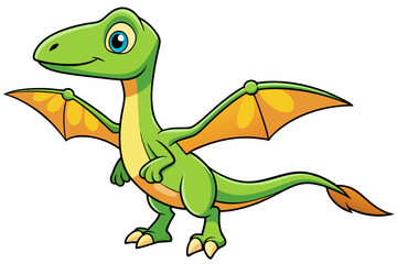 Cute pterodactyl dinosaur cartoon vector illustration 