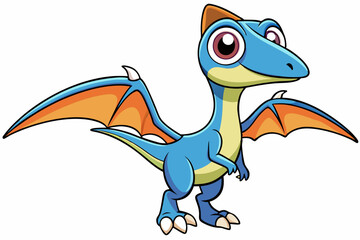 Cute pterodactyl dinosaur cartoon vector illustration  © Sumondesigner_42