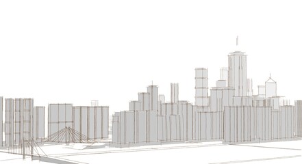 Fototapeta premium modern city panorama 3d illustration
