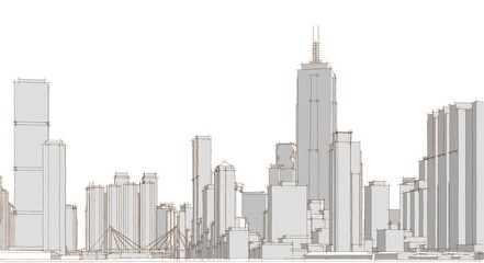 Obraz premium modern city panorama 3d illustration