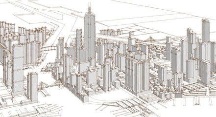 Fototapeta premium modern city panorama 3d illustration