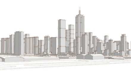 modern city panorama 3d illustration