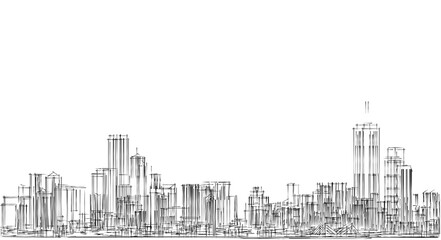 modern city panorama 3d illustration